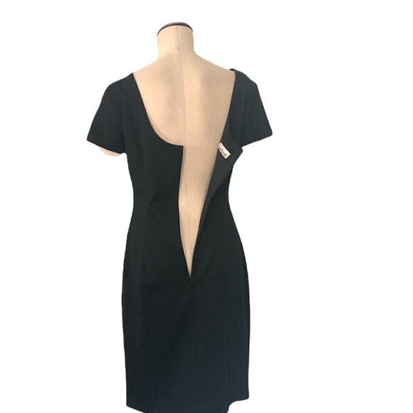 Anne Klein II Lined Wool Sheath Dress Short Sleeve Black Sz 8/10 LBD #217K - Picture 5 of 8